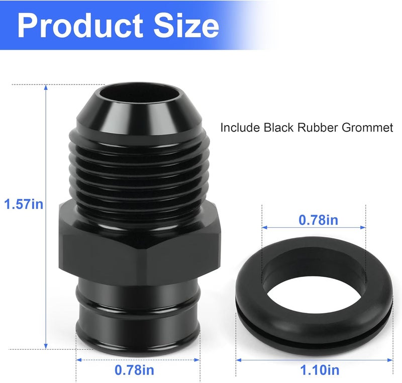 Jetuplusllc 10AN Aluminum Push fit Valve Cover Grommet for GM LS Engines - Black with Sealing Grommet‌ - Image 4